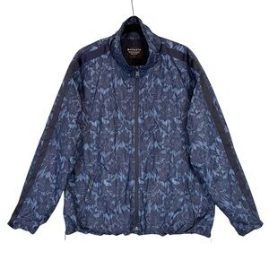 Athleta Sightseer Lace Jacket Navy Blue Floral Mesh Zip Bomber Windbreaker Large